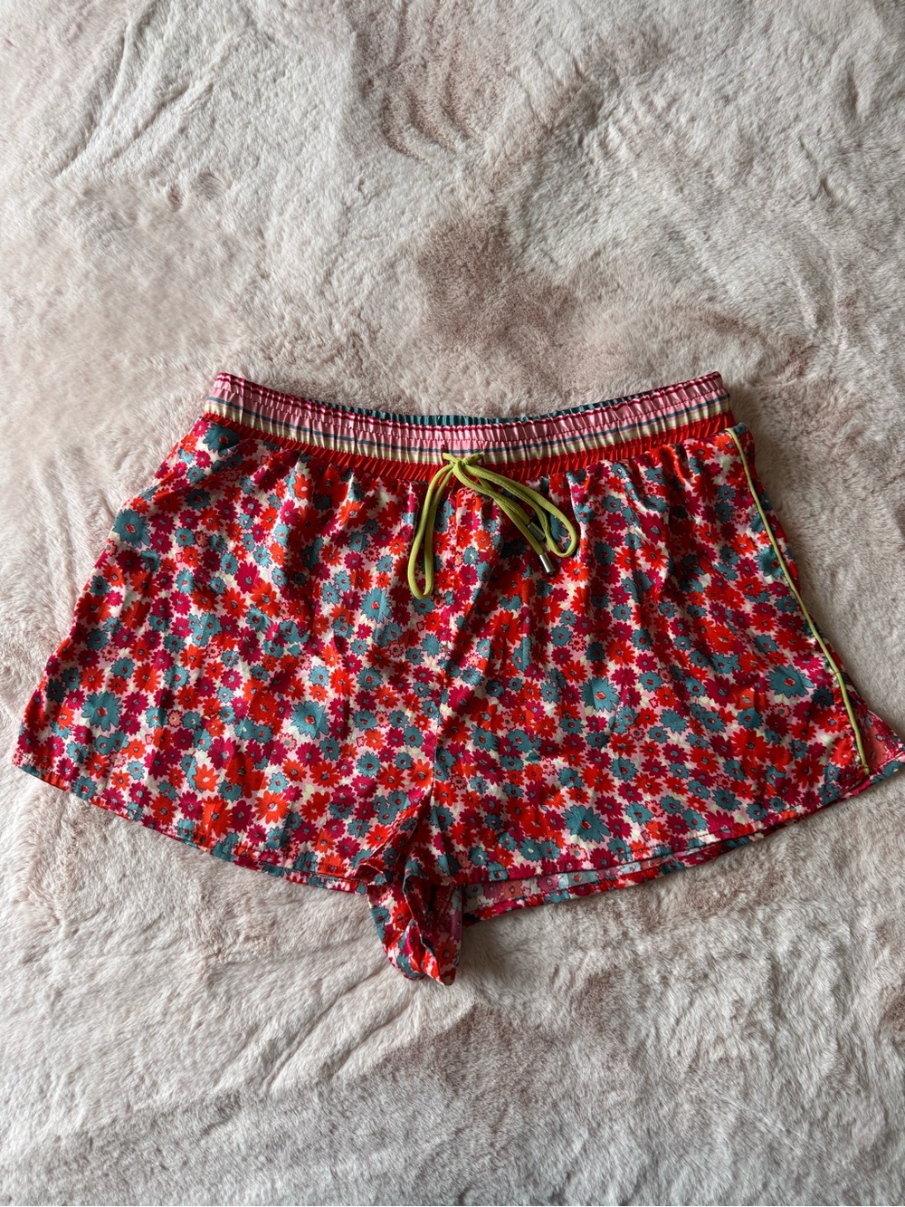 Free People Red Multi Floral Sleep Shorts